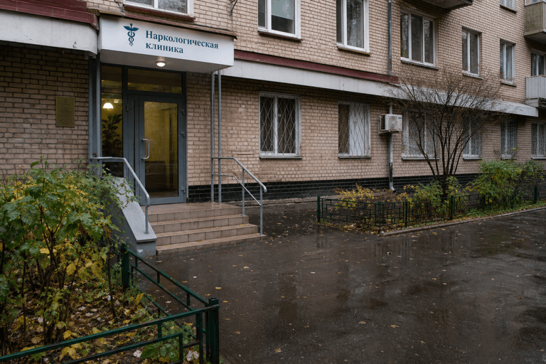 Вход филиала «Наркология Москвы» по адресу: 117535, г Москва, Чертаново Южное р-н, Россошанский пр-д, д 6А