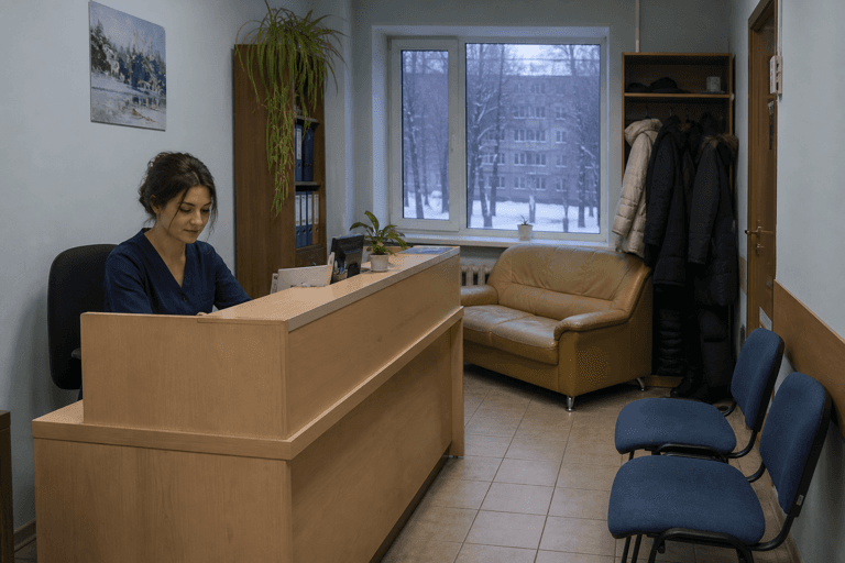 Зона приёма посетителей филиала «Наркология Москвы» по адресу: 105037, г Москва, р-н Измайлово, ул Первомайская, д 10А