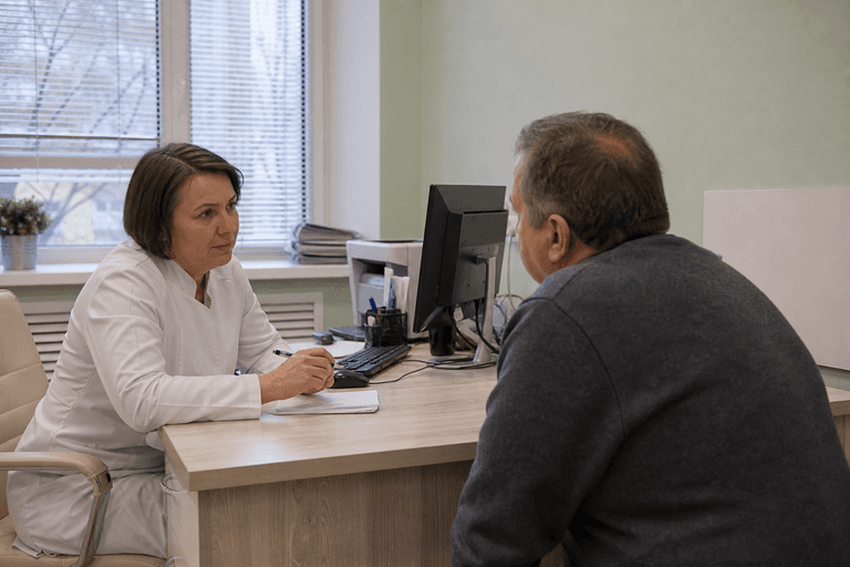 Консультация врача с пациентом в клинике «Наркология Москвы» по адресу: 141143, Московская обл, г Щёлково, деревня Медвежьи Озёра, д 66