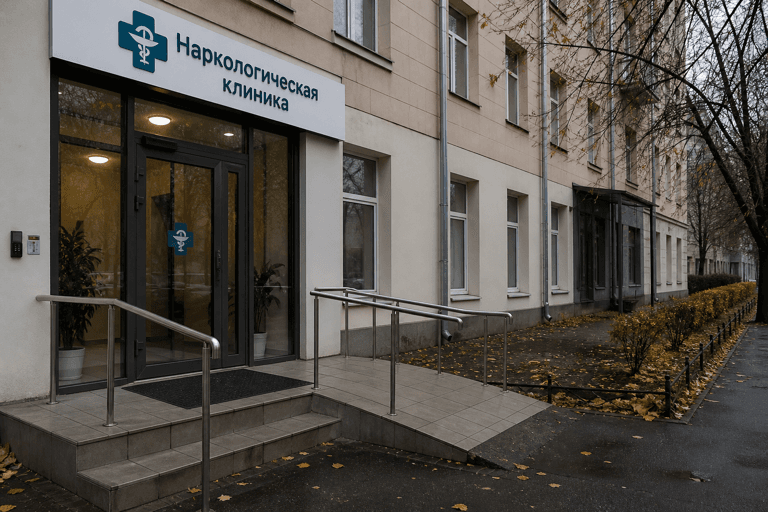 Вход филиала «Наркология Москвы» по адресу: 109012, г Москва, Тверской р-н, пр-д Воскресенские Ворота, д 1А