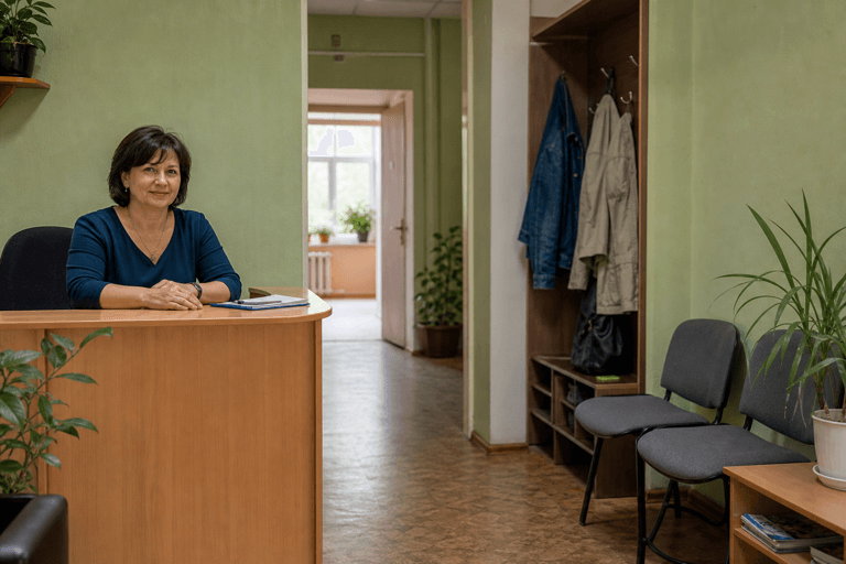 Зона приёма посетителей филиала «Наркология Москвы» по адресу: 127411, г Москва, Дмитровский р-н, Дмитровское шоссе, соор 110Г стр 2