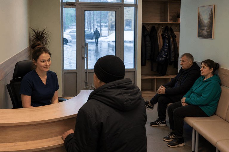 Зона приёма посетителей филиала «Наркология Москвы» по адресу: 109429, г Москва, р-н Капотня, кв-л 3-й Капотня, д 23
