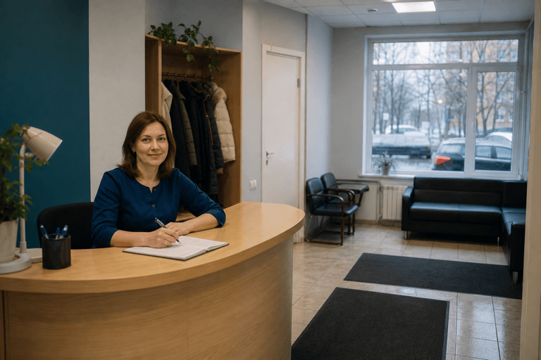 Зона приёма посетителей филиала «Наркология Москвы» по адресу: 125239, г Москва, р-н Коптево, 3-й Михалковский пер, д 15 к 1