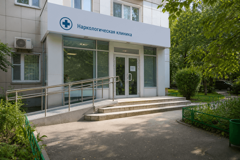 Вход филиала «Наркология Москвы» по адресу: 127282, г Москва, р-н Северное Медведково, ул Тихомирова, д 8
