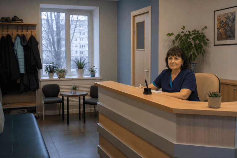 Зона приёма посетителей филиала «Наркология Москвы» по адресу: 121354, г Москва, Можайский р-н, Можайское шоссе, д 30