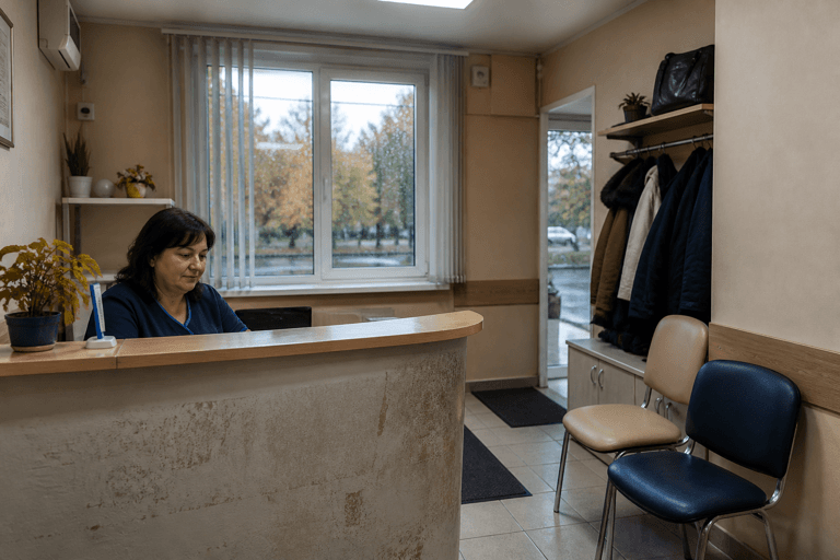 Зона приёма посетителей филиала «Наркология Москвы» по адресу: 117628, г Москва, р-н Северное Бутово, ул Куликовская, соор 3Г