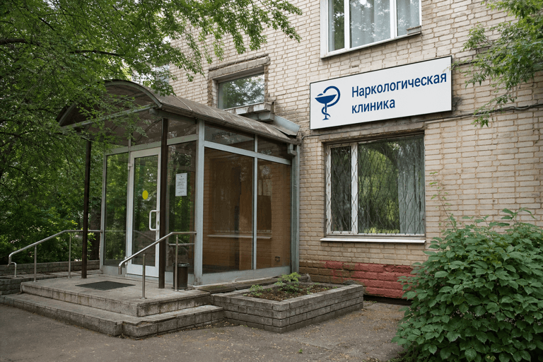 Вход филиала «Наркология Москвы» по адресу: 115516, г Москва, ул Каспийская, д 36Г