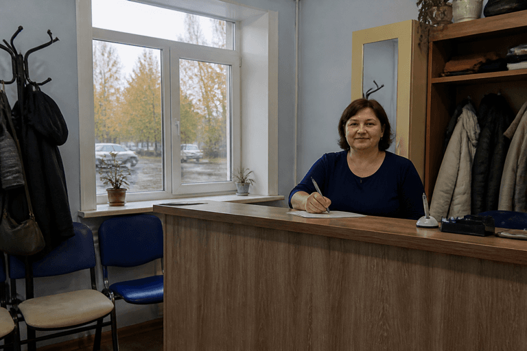 Зона приёма посетителей филиала «Наркология Москвы» по адресу: 141650, Московская обл, г Клин, г Высоковск, ул Ленина, д 12