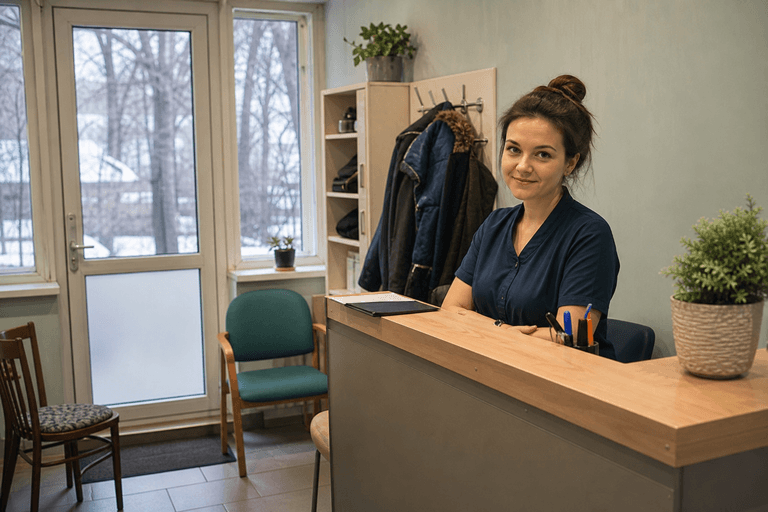 Зона приёма посетителей филиала «Наркология Москвы» по адресу: 115184, г Москва, р-н Замоскворечье, 1-й Новокузнецкий пер, д 12